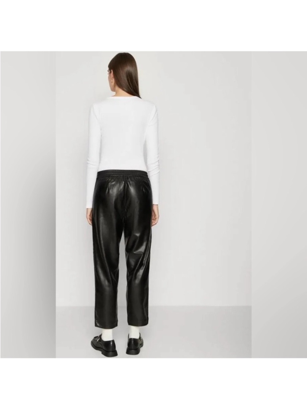 GAP Black Faux Leather Cropped Wide-Leg Pants